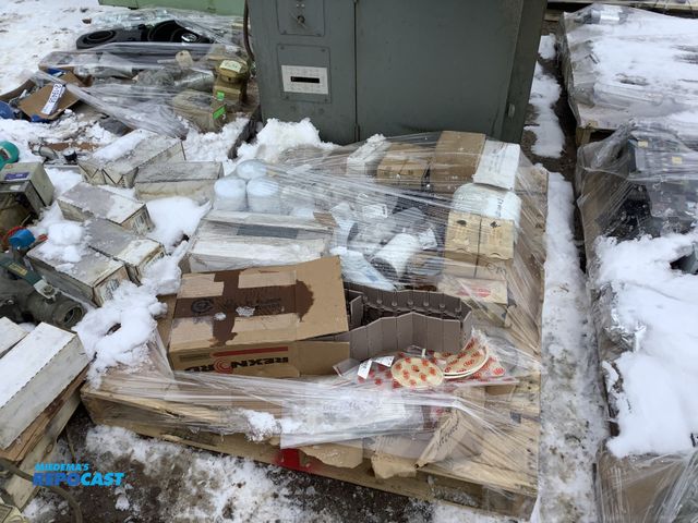 Lot 2-19641 - Skid Lot of Assorted Brad Power Closure Caps, Lube Filters, Tapes, Table Top Chain, Pancake Pneumati...