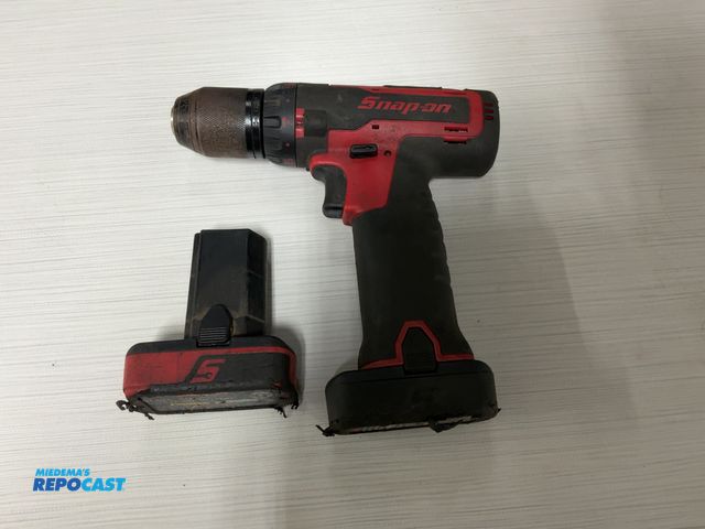 Lot 2-23275 - Snap On CDR761A 14.4 Volt Cordless 3/8” Drill with Two Batteries, No Charger, Works