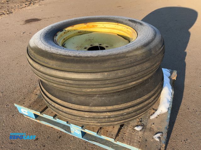 Lot 2-33601 - (2) 9.00-24 Implement Tires on Steel 8-lug Wheels, one tire is new and other is used, 8 on 8” bolt p...
