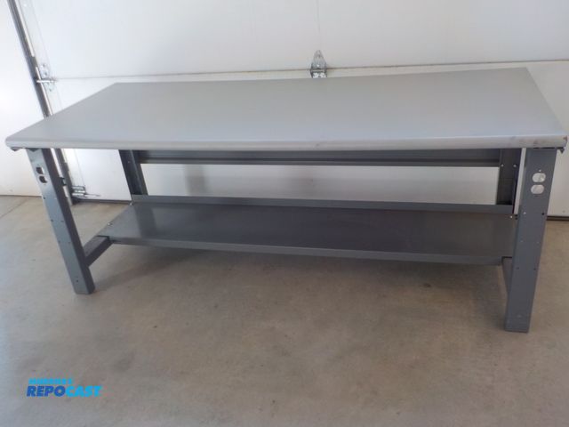 Lot 2-34075 - U-Line 1 1/2 inch wood hard top work station. Smooth surface. Bottom shelf. Round edge. 72" w x 36" ...
