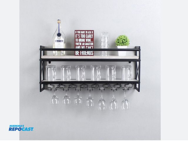 Lot 2-19957 - X002RPUOF7 MBQQ Wine Rack Stemware Gla,Mugs,Home Decor, Pure Black