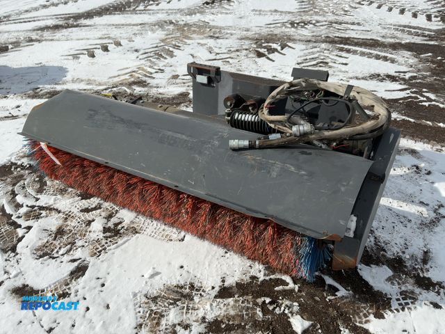 Lot 2-42832 - Ingersoll-Rand Bobcat 66” Angle Broom Skid Steer Attachment, Quick Attach, electric powered angle, h...