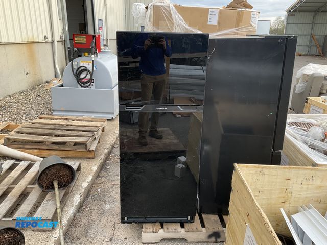 Lot 2-93845 - Furrion FCR10DCGTA 10 Cu.Ft. Glass Face 12V RV Refrigerator, Missing Bottom Vent. Measures 60”H x 24...