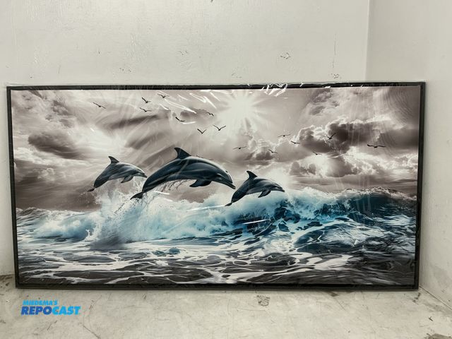 Lot 2-14937 - Framed hangable Dolphin Painting