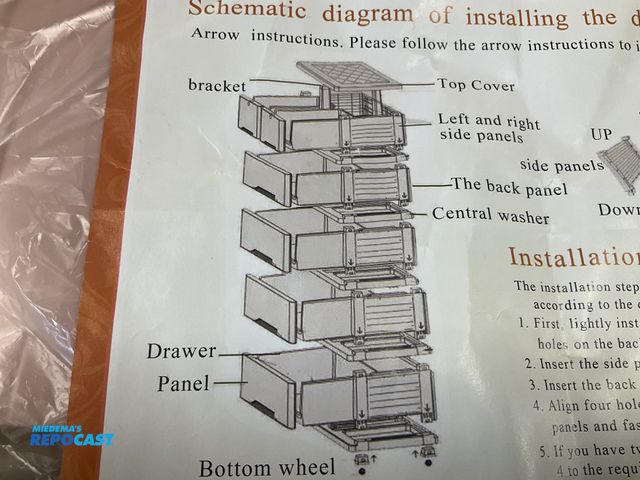 Lot 2-10282 - Plastic Pink cabinet with drawer storage unassembled with wheels