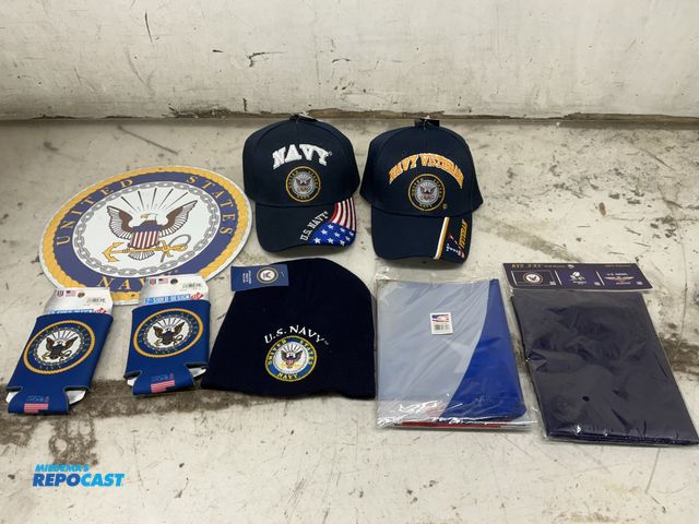 Lot 2-65385 - Lot of Navy Merchandise includes: Navy Cloth Flag 3 x 5 1-sided, Eagle Cloth Flag 3 x 5 1-sided, Nav...