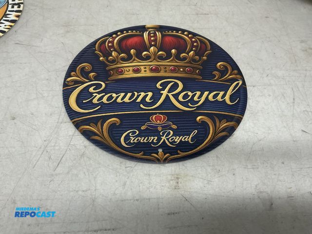 Lot 2-67041 - 1 New Metal Sign Crown Royal metal sign 7.75 inches in diameter