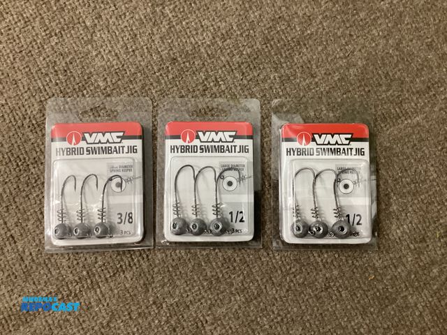Lot 2-76570 - Three new packages of VMC Hybrid Swimbait Jigs. One 3/8”, and two 1/2”.