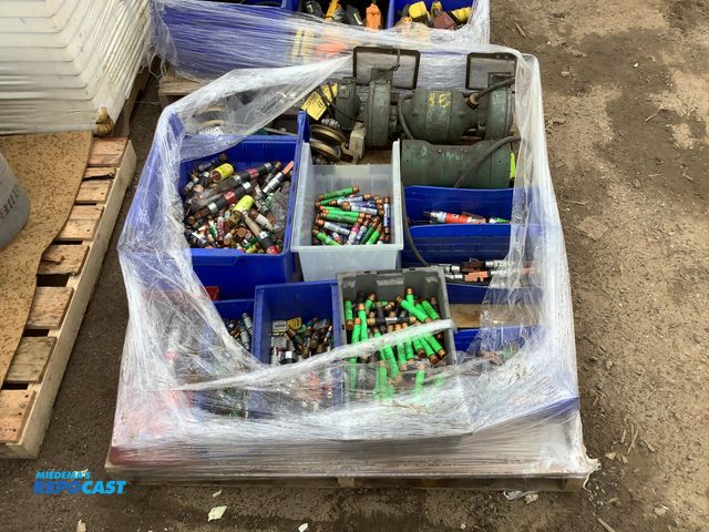 Lot 2-35944 - Skid Lot of Industrial Type Fuses and (3) Bench Grinders