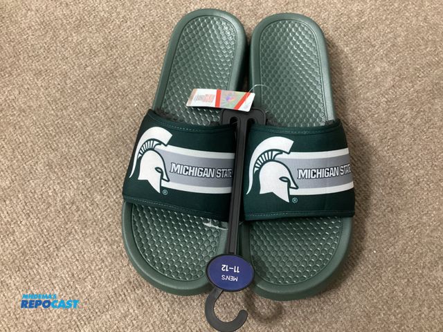 Lot 2-76598 - New Michigan State Spartans slides by FOCO. Officially licensed collegiate products. Men’s size 11-1...