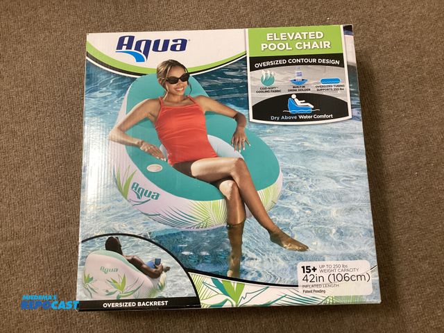 Lot 2-76466 - New Aqua Elevated Pool Chair. 42” long. Built in drink holder, cozi-soft cooling fabric, oversize tu...