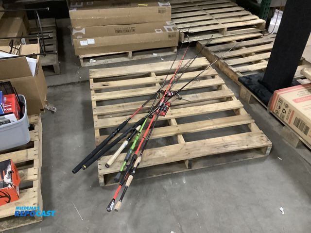 Lot 2-65710 - 6 Pen, Lewis, Pflueger, and Smash fishing poles, all around 83” long