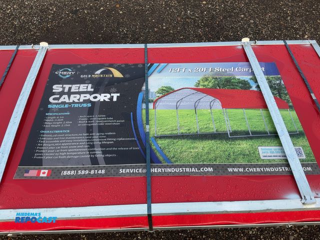 Lot 2-21062 - New Chery Industrial Gold Mountain 12’ x 20’ Steel Carport, 2.15 Meter Eave Height, 2.85 Meter Ridge...