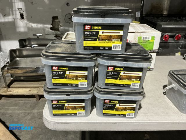 Lot 2-39452 - 5 New Grip Rite  16D 3-1/4” coated, smooth, shank sinker nails, 10 pounds per container