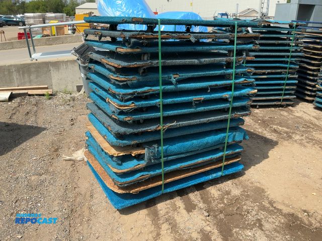 Lot 2-10259 - Stack of (15) Carpeted Wooden 4-Wheel Dollies, 36” x 54”