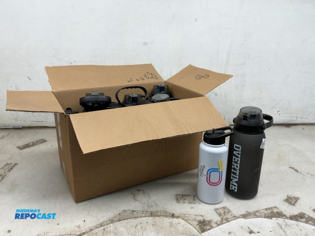 Lot 2-96715 - (15) Overtime 65oz and 30oz metal and plastic various colored water bottles