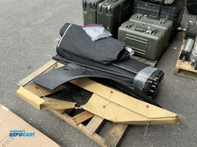 Lot 2-10109 - Vevor black net fence, a black cover, and (2) Gordon black metal replacement fenders