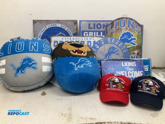 Lot 2-93318 - Lot of Various Lions Memorabilia &amp; (2) USA Caps