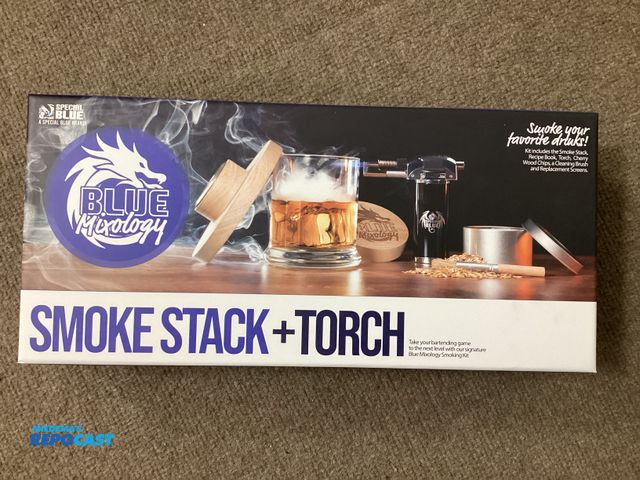 Lot 2-69935 - New BLUE Mixology Smoke Stack + Torch. Smoke your favorite drinks. Kit includes the smokestack, reci...