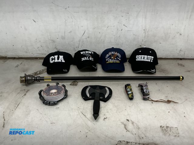 Lot 2-76888 - Lot of miscellaneous: coasters, knives, ballcaps...