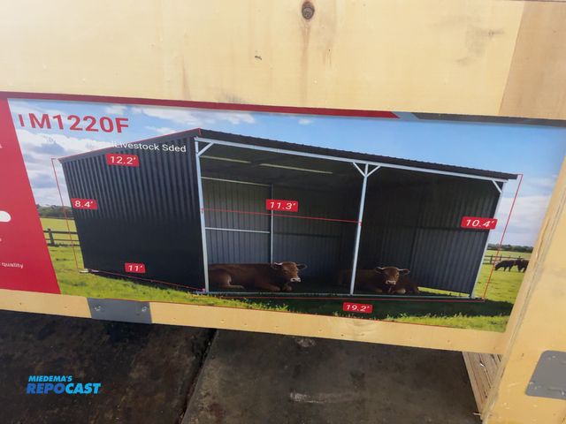 Lot 2-40746 - New SDLANCH SDLGM1220F Galvanized Metal Livestock Shed, 19.2’x11’x10.4’ tall, Welding Required, come...