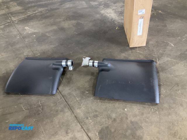 Lot 2-11939 - Pair of Fleet Engineers black plastic quarter fenders, p/n 031-00406, unused, missing 3 of 4 bolts f...