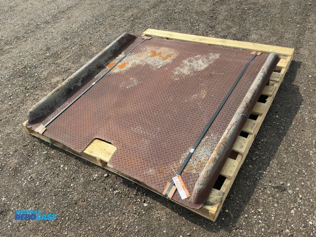 Lot 2-44523 - Metal Dock Plate, approx. 65"x66" (including curbs), approx. 59” in between curbs, has chunk missing...