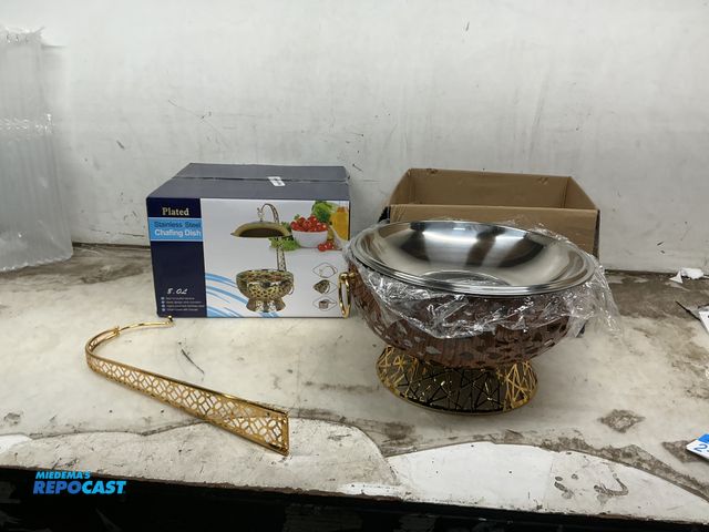 Lot 2-92085 - Lot of (2) plated stainless steel chafing dishes