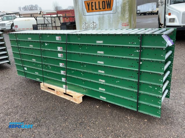 Lot 2-33074 - (7) 12’ Sections of Gravity Roller Conveyor, were used with belt conveyor system, appprox 21.5” wide...