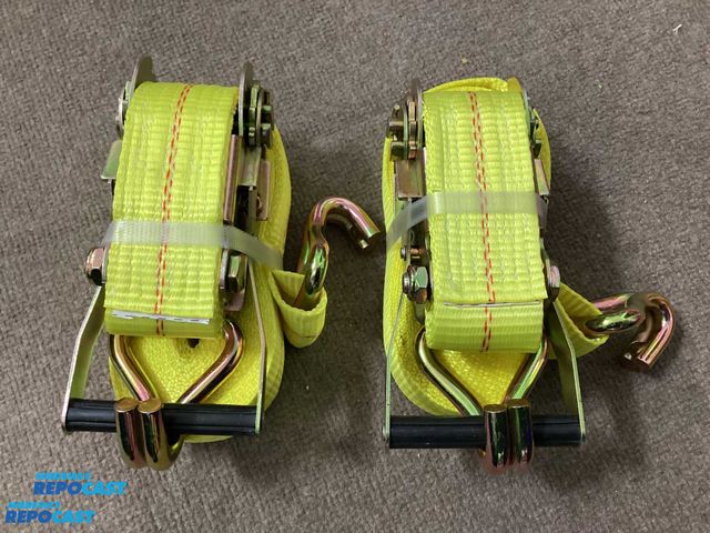 Lot 2-60503 - Lot of two new ratchet straps, 2" X 27'. 10000lb breaking strength, for loads up to 3333lbs.