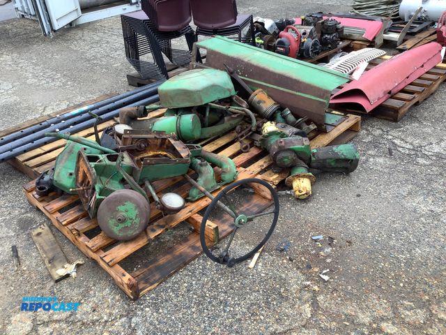 Lot 2-79988 - Various John Deere parts including tank, steering wheel, lights, and much more