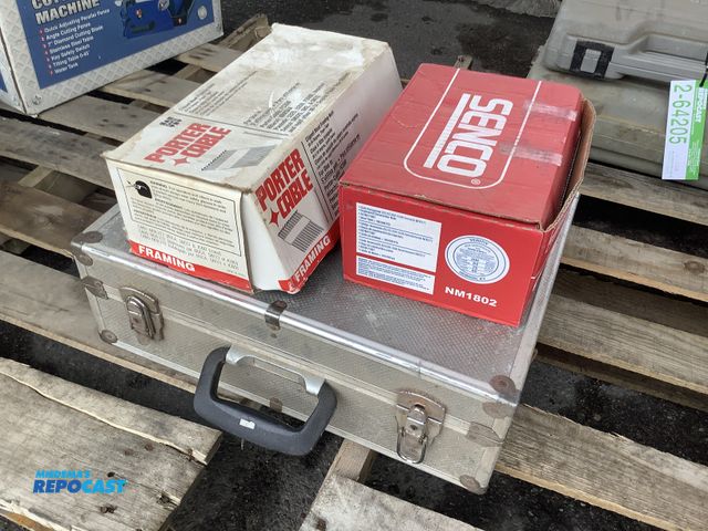 Lot 2-64204 - Sennco Nailer Ruffnailer, Air Palm Nailer Tradesman, &amp; 2 boxes nails