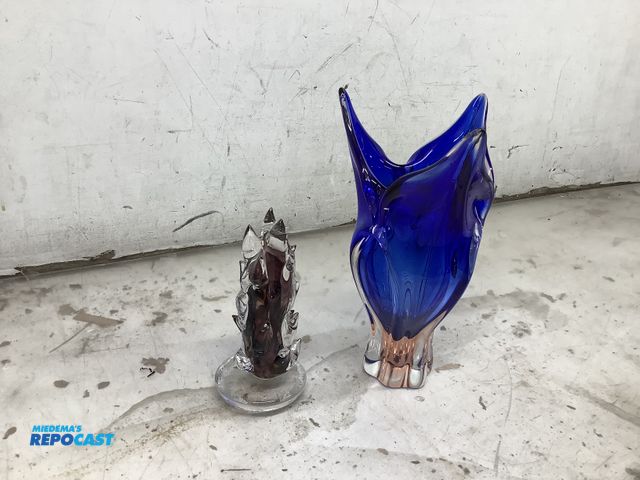 Lot 2-18401 - Lot of (2) colored glass art decor