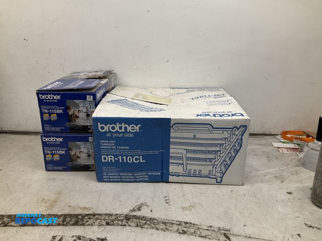 Lot 2-33522 - (2) brother high yield color toner cartridges (TN-115BK), and a brother drum unit (DR-110CL)