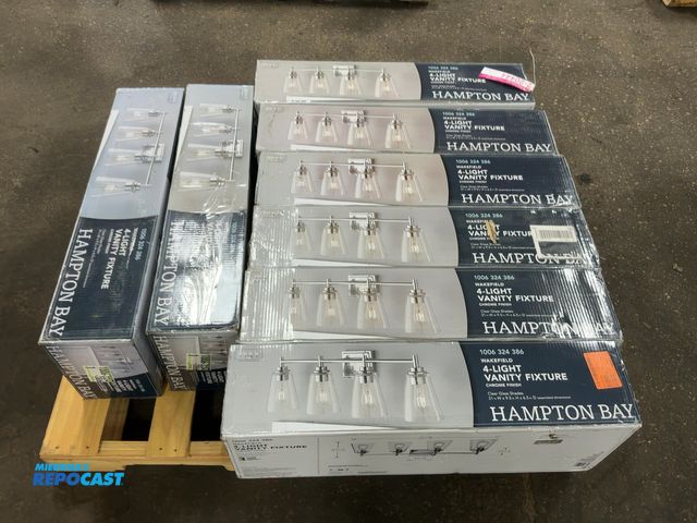 Lot 2-20444 - (8) Hampton Bay Wakefield 4-Light Vanity Fixtures, Chrome Finish, Clear Glass Shades, 31"x9.5"x6.5" ...