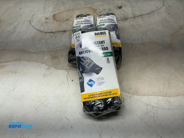 Lot 2-96953 - (3) New Packs of 8-pairs of Holmes Workwear cut-resistant Gloves - size X-large latex foam