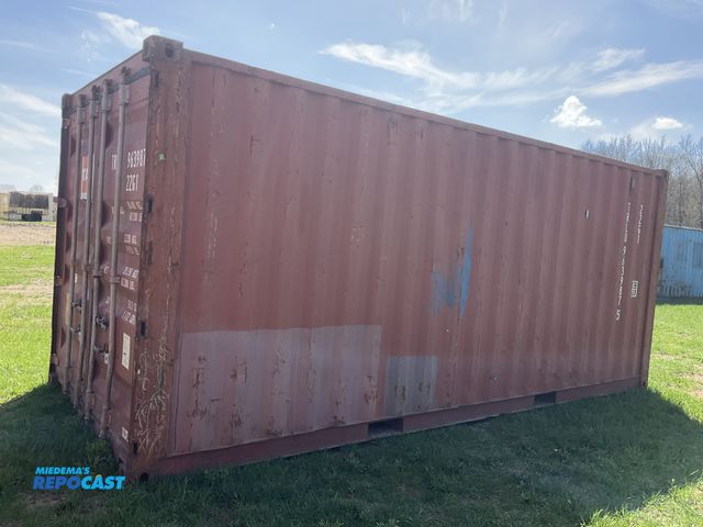 Lot 2-22920 - 20’ Shipping / Storage Container 8’ wide x 8’ 6” tall, swing doors on one end, wood deck, rings for ...