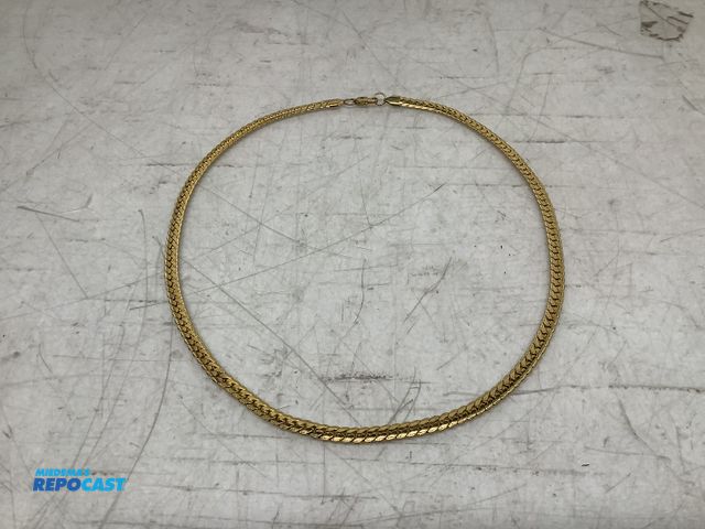 Lot 2-74042 - New Gold-plated herringbone chain necklace, flat woven design