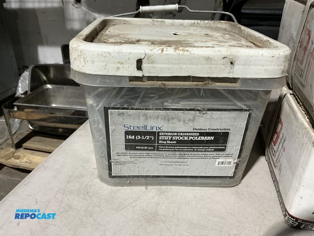 Lot 2-39454 - New SteelLinx  16D 3-1/2” exterior galvanized, stiff stock pole barn, ring shank nails, 30 pound con...