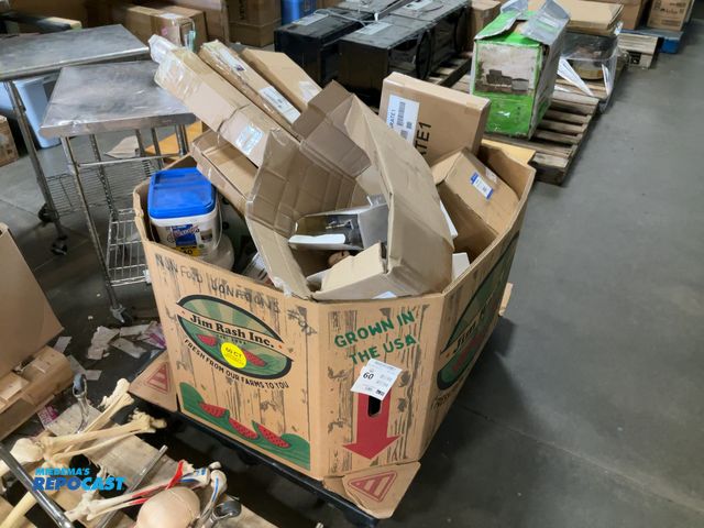 Lot 2-33312 - Box of Assorted Plumbing Supplies, Tile, and Shades