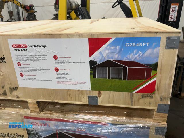 Lot 2-41139 - New SDLANCH 25'x45' Double Garage Metal Shed, Model SDLC2545DGMS, 25' Wide x 45' Long x 14.76' High ...
