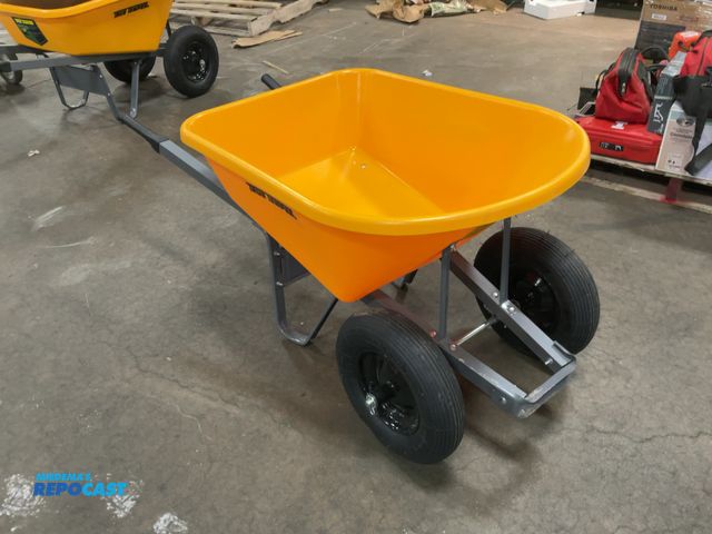 Lot 2-18067 - True temper dual wheeled wheel barrow, appears new