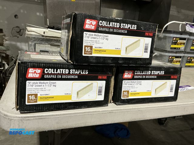 Lot 2-39459 - 3 New Grip Rite  16GA “N”-style medium crown electro galvanized, staples 7/16 “ crown 1-1/2” leg 10,...