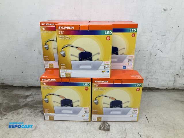 Lot 2-34576 - Lot of (6) boxes of 2 LED Sylvania wide flood white dimmable lights