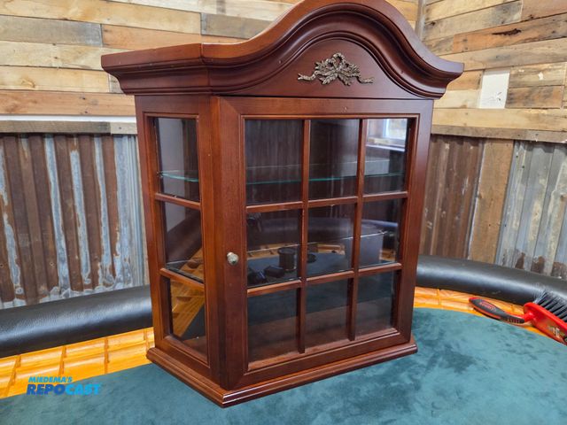 Lot 2-77988 - glass and wood wall display case.