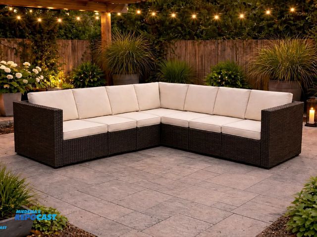 Lot 2-97443 - Brand New Htth Design Outdoor Furniture Patio Set - sku# 8326BFBGEALX13