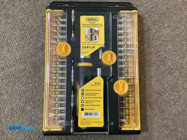 Lot 2-63223 - New General 40 piece Ratcheting Screwdriver Kit with universal wrench head. Includes Phillips, slott...