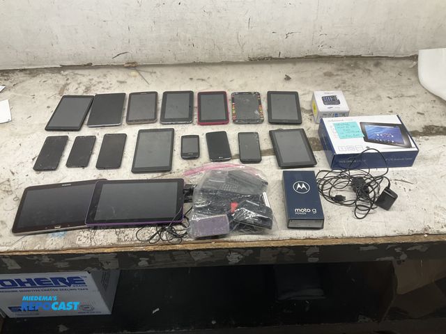 Lot 2-33352 - Box of assorted phones, tablets, and other miscellaneous electronics of various conditions