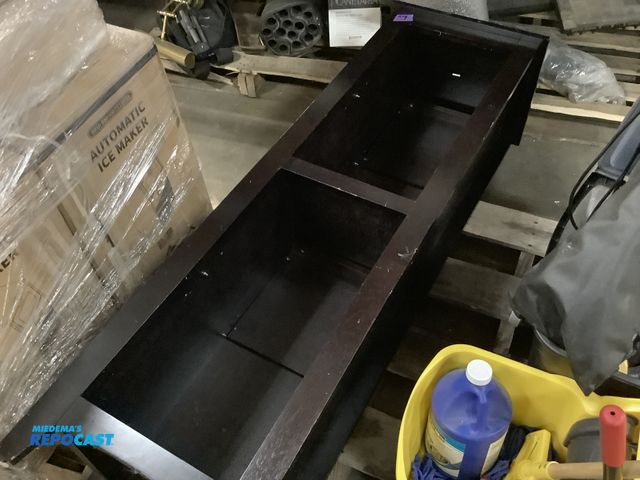 Lot 2-99181 - Dark wood shelving unit