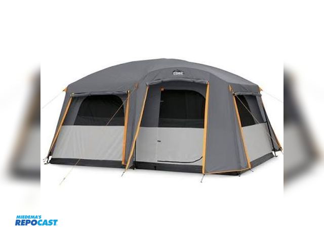 Lot 2-16147 - Core equipment 10 person straight wall cabin tent with full rain fly